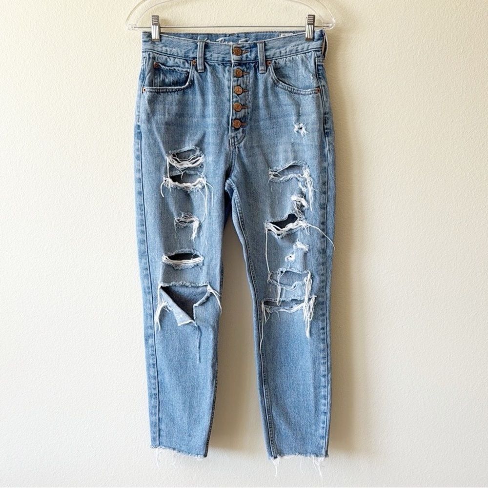 Free People We The Free Shredded Distressed High Rise Jeans